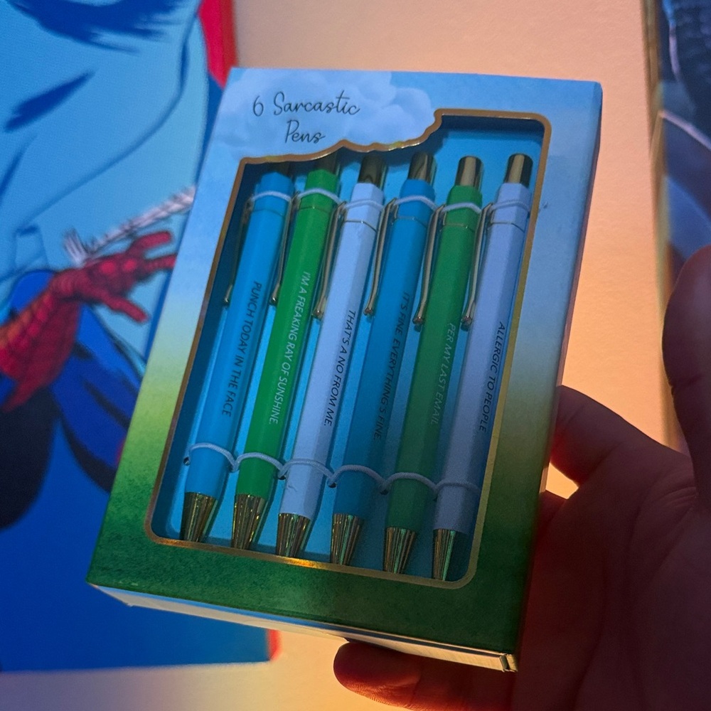 New (Random Pick) REVOLVE Sarcastic Pens Set - Green, Blue, White